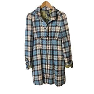 LuLuvia Anthropologie Boho Tweed Floral Lined Coat Women's Size Large